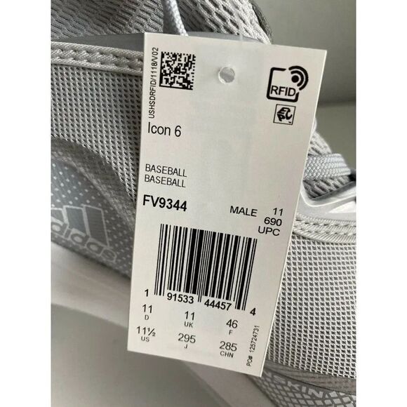 adidas Men’s  Icon 6 Baseball Cleats FV9344 Size 11.5 Gray NWOB - Picture 3 of 9